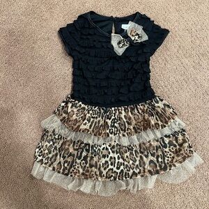 Sweet Heart Rose Leopard Print Ruffle Dress for Kids Size 3